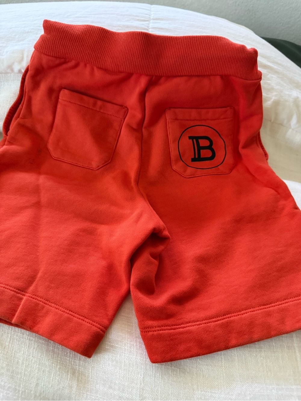 Kids Orange Balmain Logo Pocket Shorts